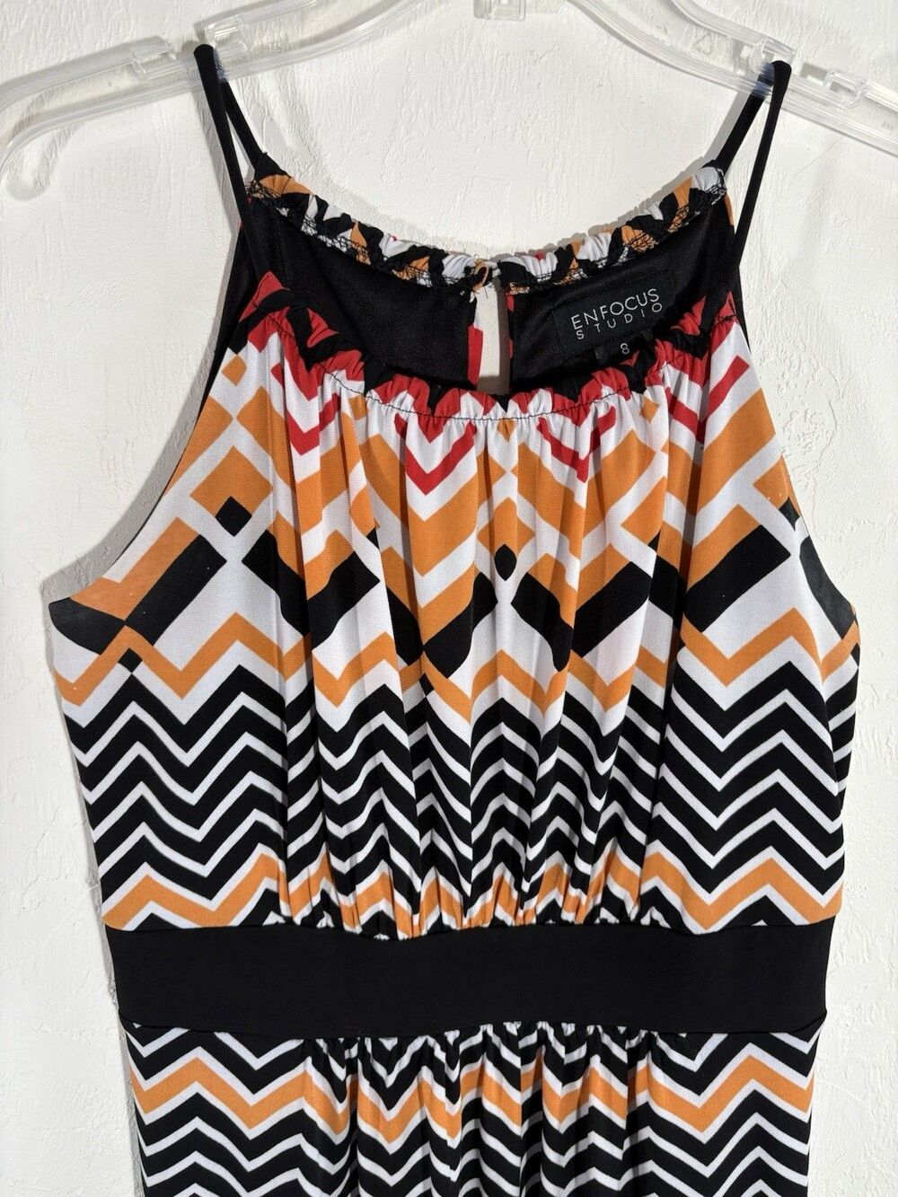En Focus Womens Sz 8 Knee Length Fit and Flare Black w/red, White Multicolor